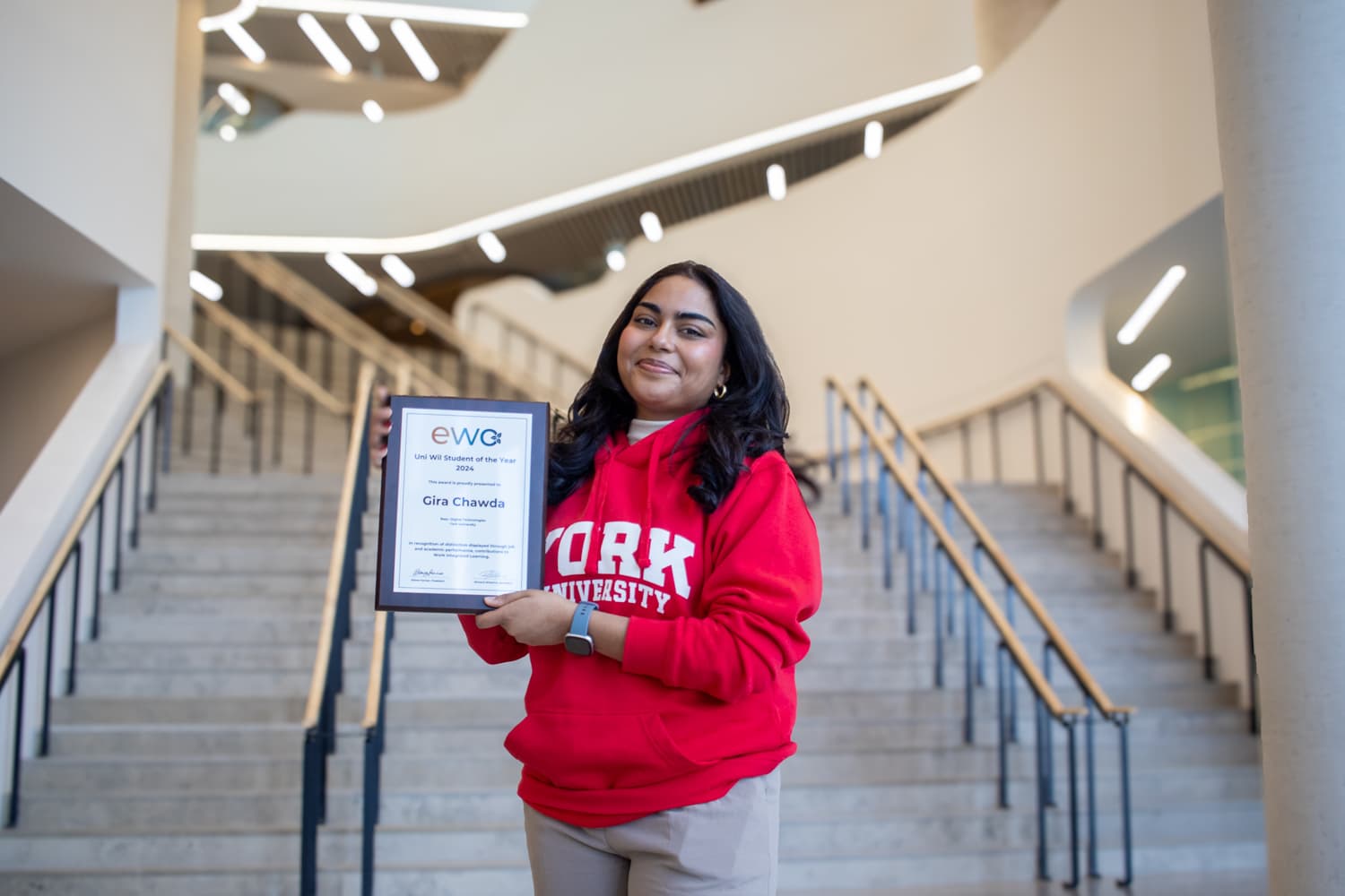 Gira Chawda winning Student of the Year Ontario